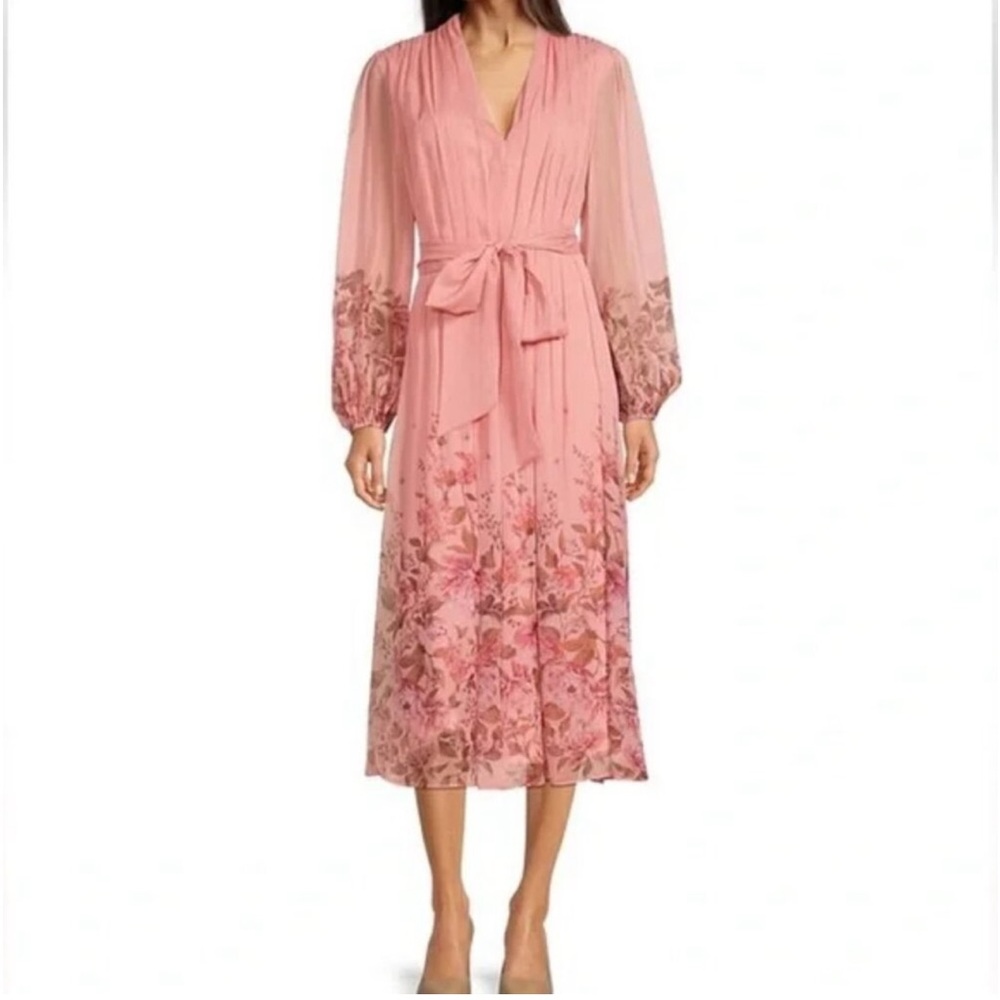 Alex Marie Love in Bloom Belted Midi Floral Dress Rose